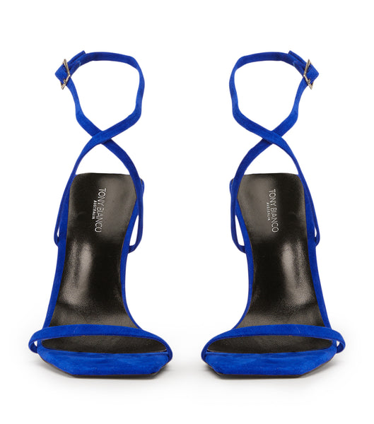 Tony Bianco Naxos Azure Suede 10.5cm Strappy Heels Azure | BMYSD49676