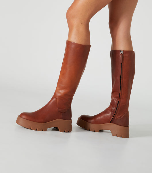 Tony Bianco Rage Cognac 5.5cm Knee High Boots Brown | ZMYNQ17553