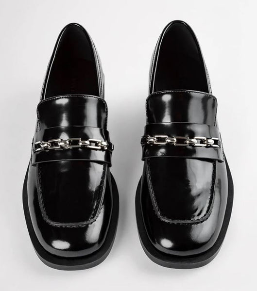 Tony Bianco Rebecca Black Hi Shine 2.5cm Loafers Black | MYQCS10164