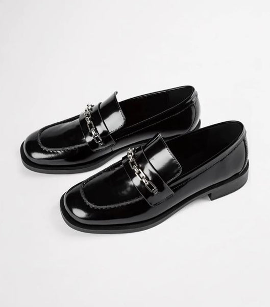 Tony Bianco Rebecca Black Hi Shine 2.5cm Loafers Black | MYQCS10164