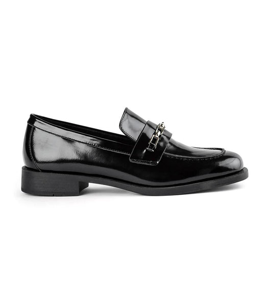 Tony Bianco Rebecca Black Hi Shine 2.5cm Loafers Black | MYQCS10164