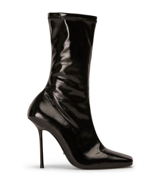 Tony Bianco Remie Black Crinkle Patent 10.5cm Heeled Boots Black | MYDYB36664