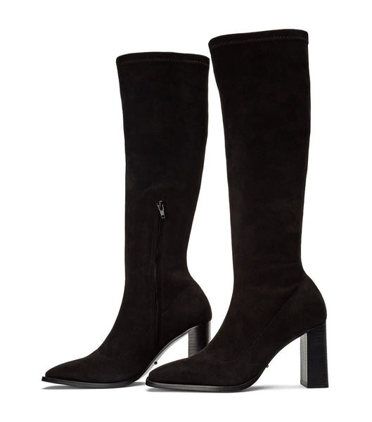 Tony Bianco Renae Black Stretch Suede 8.5cm Mid Calf Boots Black | EMYHC92440