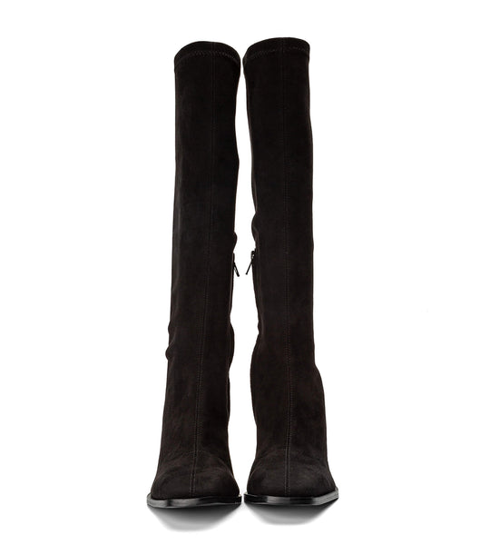 Tony Bianco Renae Black Stretch Suede 8.5cm Stretch Boots Black | FMYHY26574