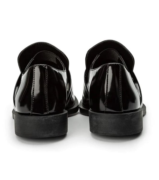 Tony Bianco Rovin Black Hi Shine 2.5cm Loafers Black | AMYDF35169