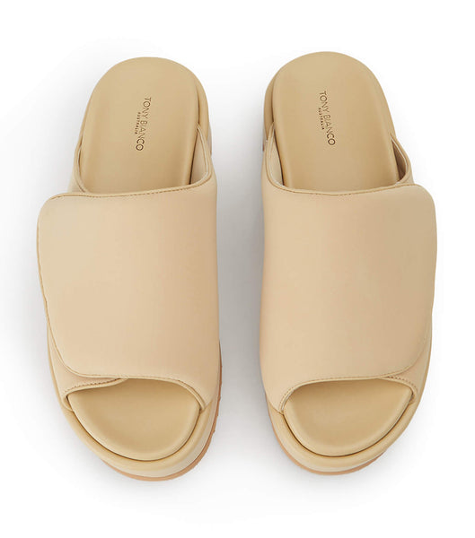 Tony Bianco Roxana Nude Scuba 6cm Slides Beige | GMYUC21837