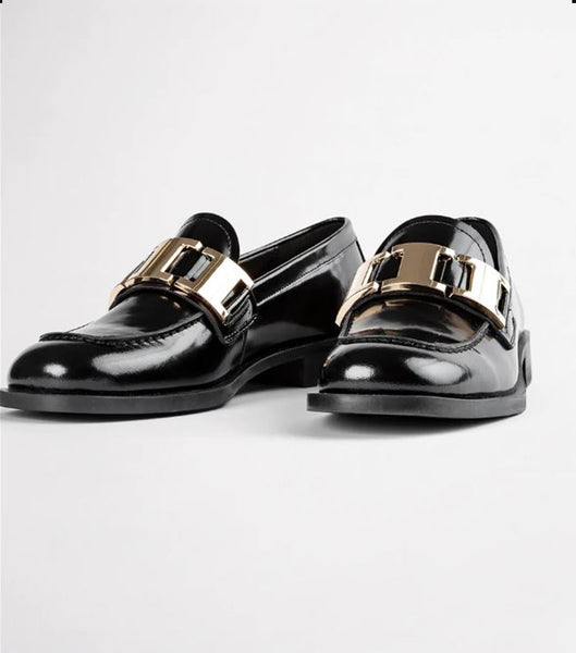 Tony Bianco Ruiz Black Hi Shine 2.5cm Loafers Black | MYEGJ52666