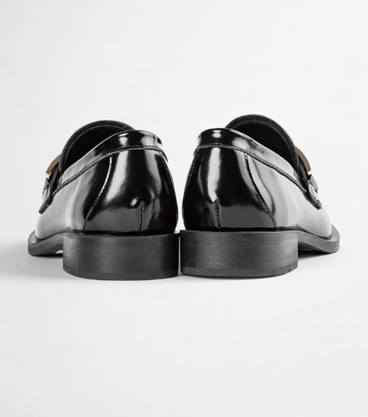 Tony Bianco Ruiz Black Hi Shine 2.5cm Loafers Black | MYEGJ52666