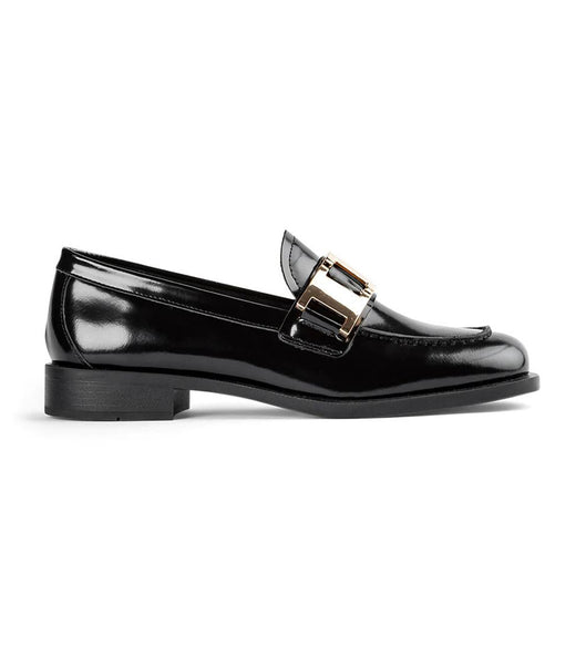 Tony Bianco Ruiz Black Hi Shine 2.5cm Loafers Black | MYEGJ52666