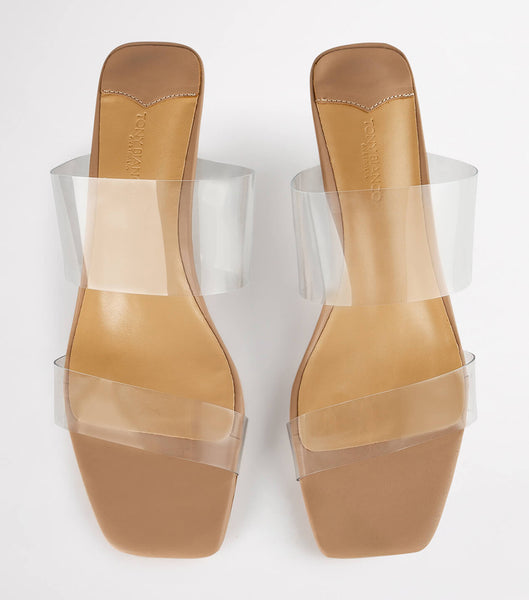 Tony Bianco Sabelle Clear Vynalite/Skin Capretto 6.5cm Low Heels Skin Color | MYXMI62469