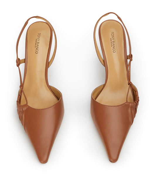 Tony Bianco Sakai Tan Capretto 8cm Low Heels Brown | EMYHC29861