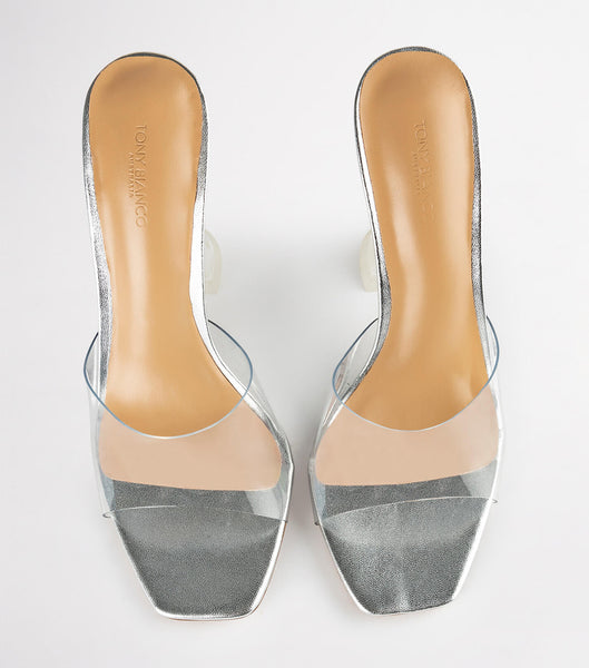 Tony Bianco Serri Clear Vinylite/Silver 10.5cm Bling Heels Silver | UMYND99818