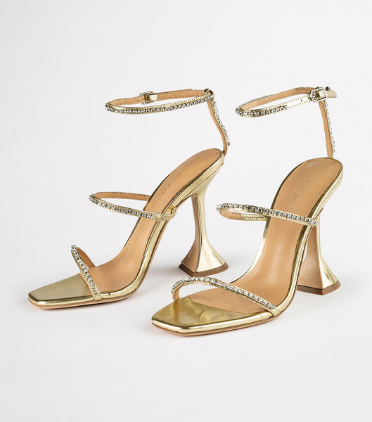 Tony Bianco Shy Gold Nappa Metallic 10.5cm Bling Heels Gold / Metal | BMYSD63403