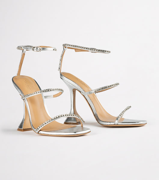 Tony Bianco Shy Silver Nappa Metallic 10.5cm Bling Heels Silver / Metal | ZMYMJ20118