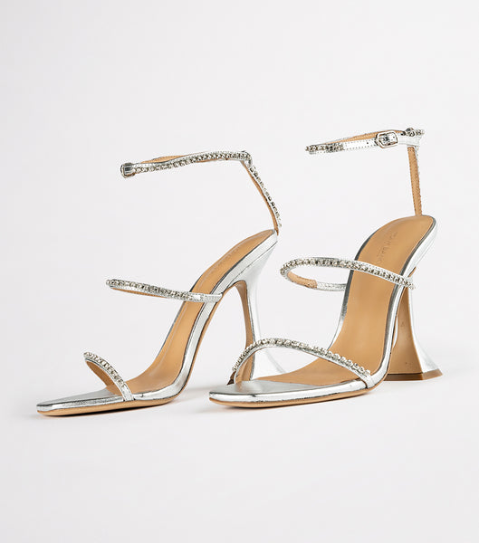 Tony Bianco Shy Silver Nappa Metallic 10.5cm Bling Heels Silver / Metal | ZMYMJ20118