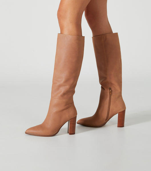 Tony Bianco Skyla Caramel Venice 9cm Heeled Boots Brown | AMYWC86102