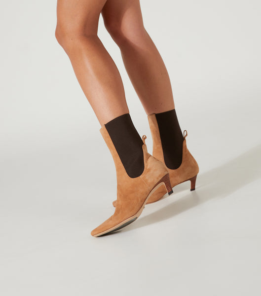 Tony Bianco Verona Butterscotch Suede 5cm Heeled Boots Brown | MMYFT93886