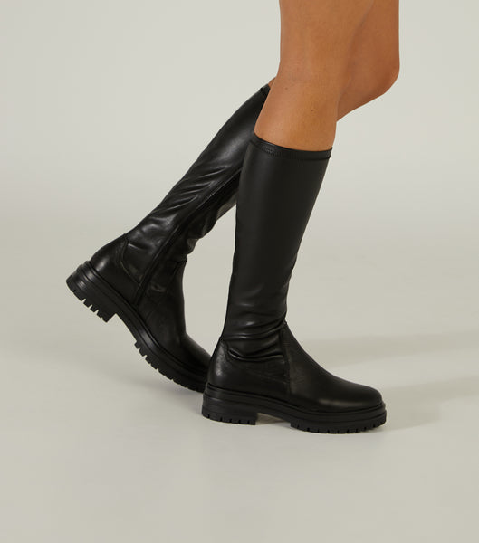 Tony Bianco Waze Black Venice/Black Venezia 4.5cm Mid Calf Boots Black | BMYSD85254