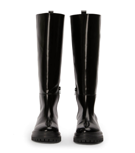 Tony Bianco Welly Black Hi Shine 4.5cm Knee High Boots Black | ZMYMJ51218