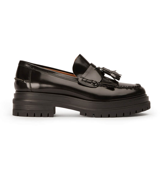 Tony Bianco Willow Black Hi Shine 4.5cm Loafers Black | MYICD49758