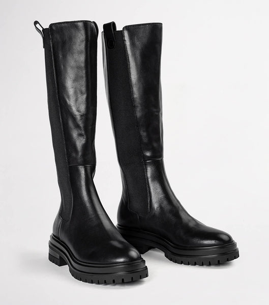 Tony Bianco Winx Black Venice 4.5cm Knee High Boots Black | MYQCS83579