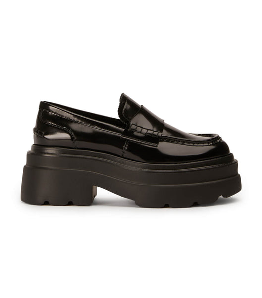 Tony Bianco Zomp Black Hi Shine 7.5cm Loafers Black | MYQAV63423