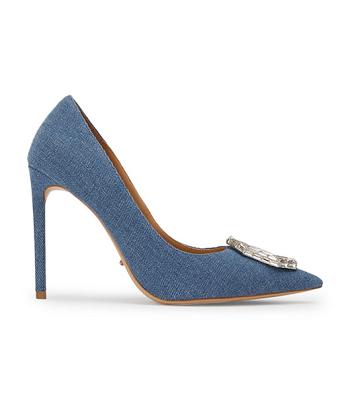 Tony Bianco Alison Washed Denim 10.5cm Bling Heels Blue | DMYKV15149