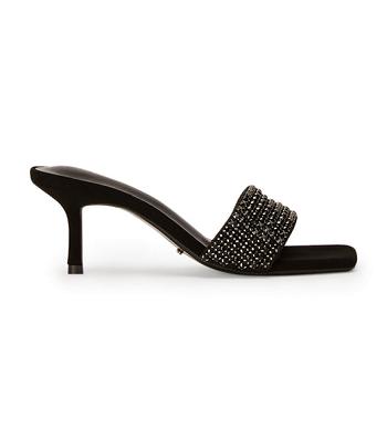 Tony Bianco Amos Black Crystal/Black Suede 6.5cm Bling Heels Black | BMYSO72871