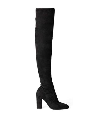 Tony Bianco Bloom Black Stretch Suede 9.5cm Heeled Boots Black | DMYVO95254