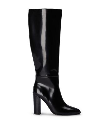 Tony Bianco Boss Black Hi Shine 9.5cm Mid Calf Boots Black | DMYKV29147