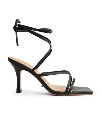 Tony Bianco Caden Black Sheep Nappa 8.5cm Strappy Heels Black | MYXBR91526