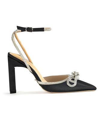 Tony Bianco Elsie Black Satin 10.5cm Bling Heels Black | MYEGJ73101