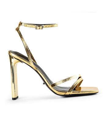 Tony Bianco Fiance Gold Foil 11cm Strappy Heels Gold | LMYTR95758