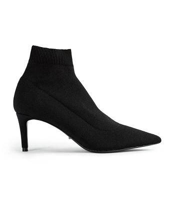 Tony Bianco Gwen Black Sock Knit 6.5cm Stiletto Boots Black | YMYVQ81891