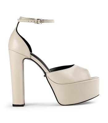 Tony Bianco Jayze Vanilla Nappa 14cm Event Heels Light Yellow | MYQAV48312