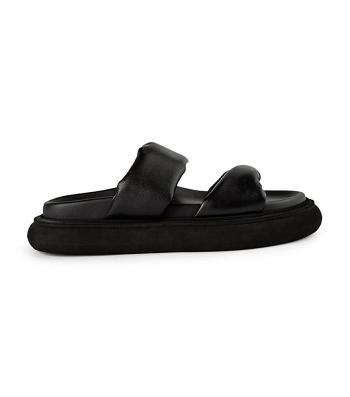 Tony Bianco June Black Nappa 3cm Flat Sandals Black | SMYVO41233