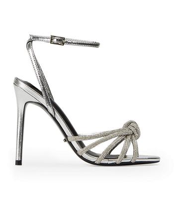 Tony Bianco Kyla Silver Foil 11cm Bling Heels Silver | FMYUI11200