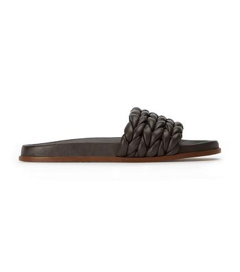 Tony Bianco Layton Chocolate Nappa Flat Sandals Chocolate | MYJKU64777