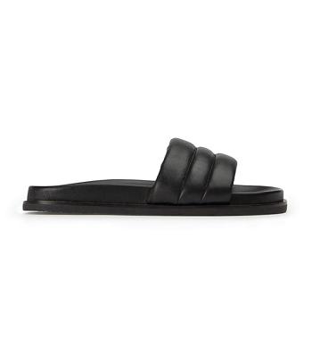 Tony Bianco Lucas Black Nappa 1.5cm Flat Sandals Black | MYZDE14643