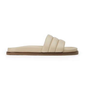 Tony Bianco Lucas Vanilla Nappa 1.5cm Flat Sandals Light Yellow | DMYVO63878