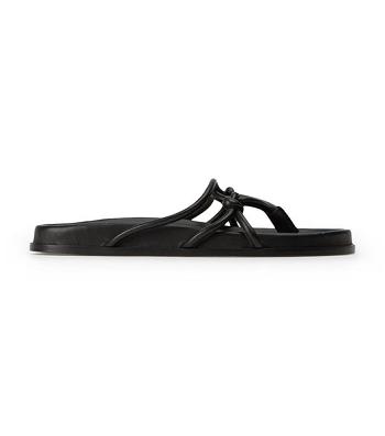 Tony Bianco Luelle Black Nappa Flat Sandals Black | MYZPD96030