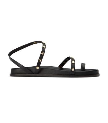 Tony Bianco Lyvia Black Flat Sandals Black | TMYWZ94412