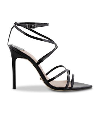 Tony Bianco Marcy Black Patent 10.5cm Strappy Heels Black | QMYWA93297