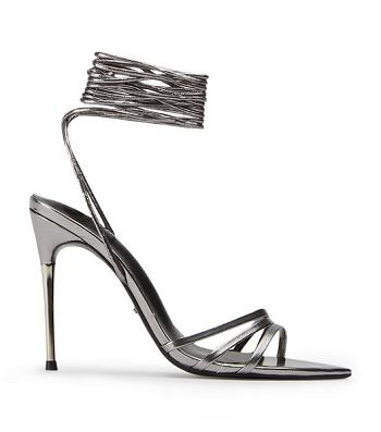 Tony Bianco Mavis Gunmetal Glimmer 10.5cm Strappy Heels Grey | QMYUV52634