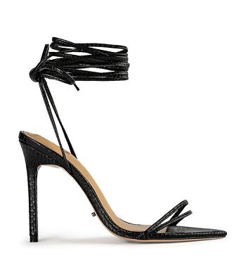 Tony Bianco Millie Black Snake 10.5cm Strappy Heels Black / Snake | MYQAV83520