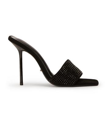 Tony Bianco Naomi Black Crystal/Black Suede 10.5cm Bling Heels Black | MYICD94568