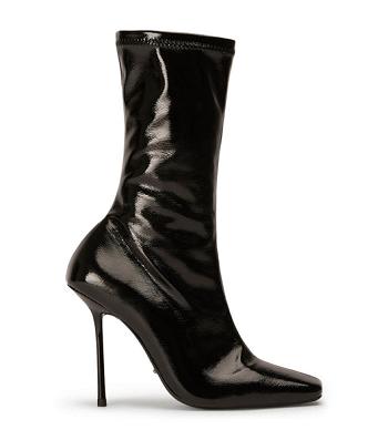 Tony Bianco Remie Black Crinkle Patent 10.5cm Ankle Boots Black | LMYSX92139
