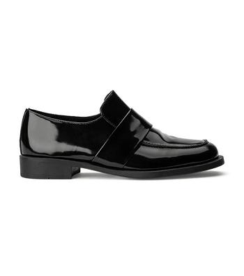 Tony Bianco Rovin Black Hi Shine 2.5cm Loafers Black | AMYDF35169