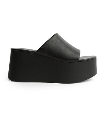 Tony Bianco Tegan Black Sheep Nappa 9.5cm Wedges Black | MMYFT25451